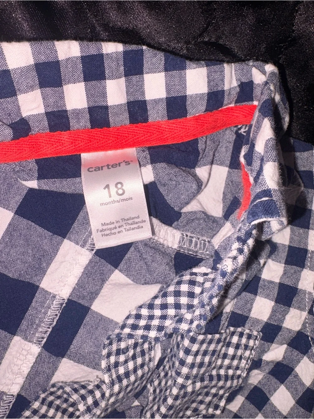 Carter's Navy and White Gingham Short-Sleeve Button Romper